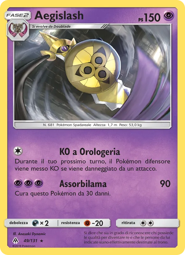 Carta Aegislash dell'espansione Apocalisse Di Luce, numero 49/131