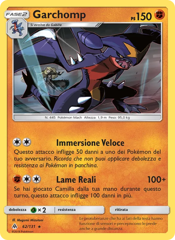 Carta Garchomp dell'espansione Apocalisse Di Luce, numero 62/131