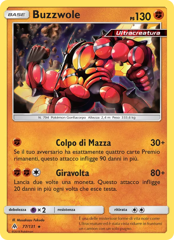 Carta Buzzwole dell'espansione Apocalisse Di Luce, numero 77/131