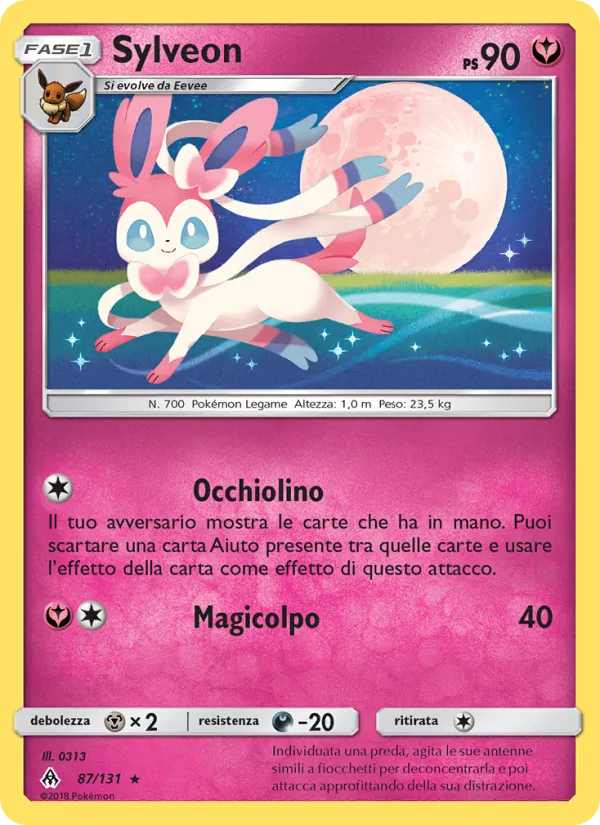 Carta Sylveon dell'espansione Apocalisse Di Luce, numero 87/131