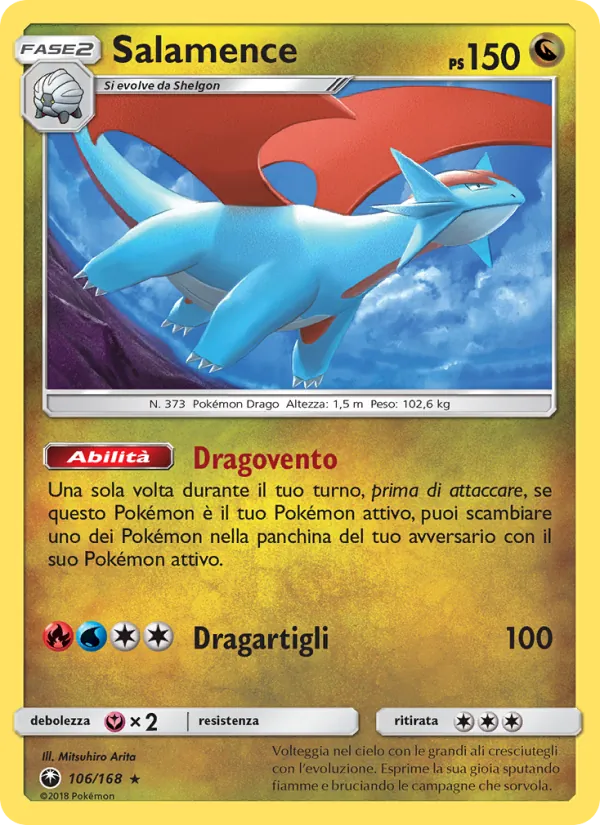 Carta Salamence dell'espansione Tempesta Astrale, numero 106/168