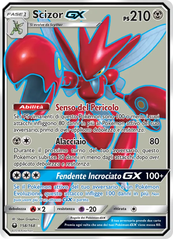 Carta Scizor GX dell'espansione Tempesta Astrale, numero 158/168