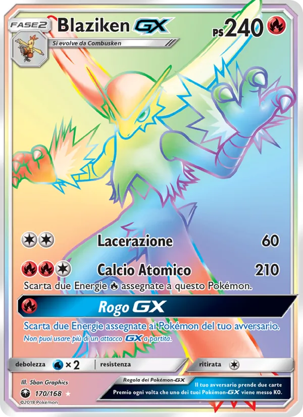 Carta Blaziken GX dell'espansione Tempesta Astrale, numero 170/168