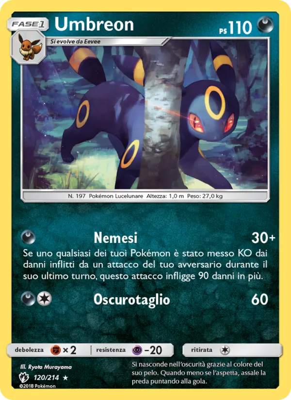 Carta Umbreon dell'espansione Tuoni Perduti, numero 120/214