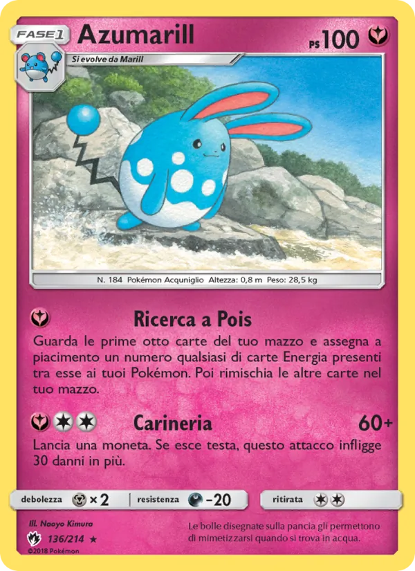 Carta Azumarill dell'espansione Tuoni Perduti, numero 136/214