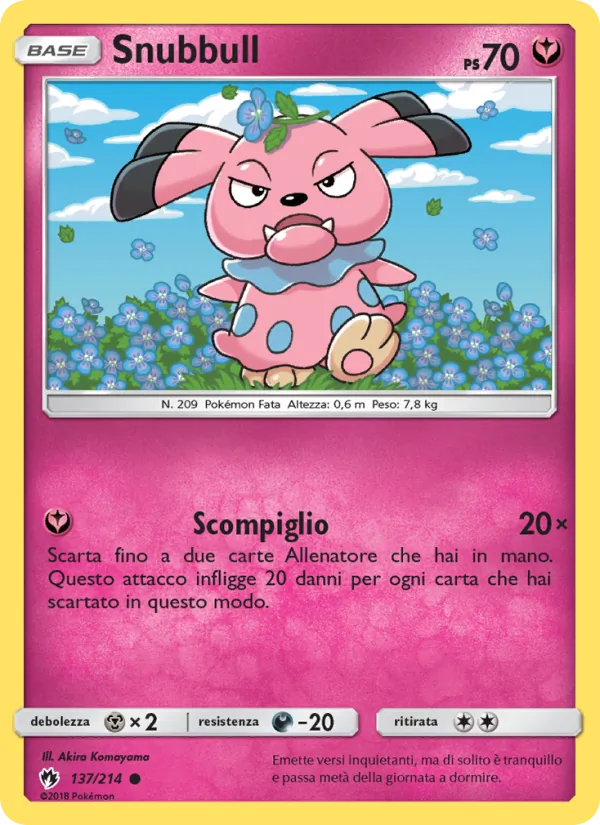 Carta Snubbull dell'espansione Tuoni Perduti, numero 137/214