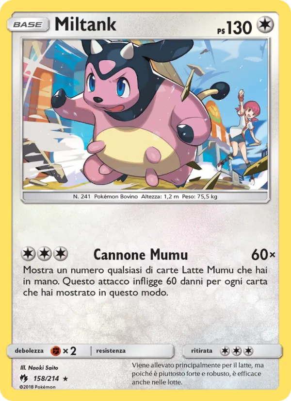 Carta Miltank dell'espansione Tuoni Perduti, numero 158/214