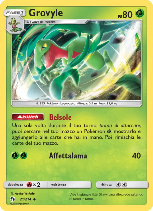 Carta Grovyle dell'espansione Tuoni Perduti, numero 21/214