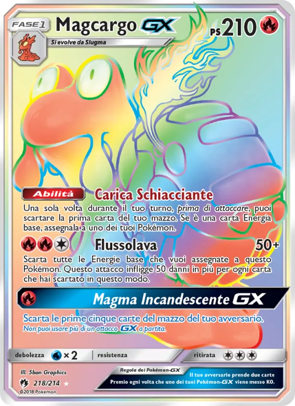 Carta Magcargo GX dell'espansione Tuoni Perduti, numero 218/214