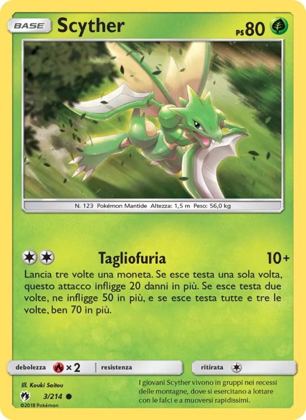 Carta Scyther dell'espansione Tuoni Perduti, numero 3/214