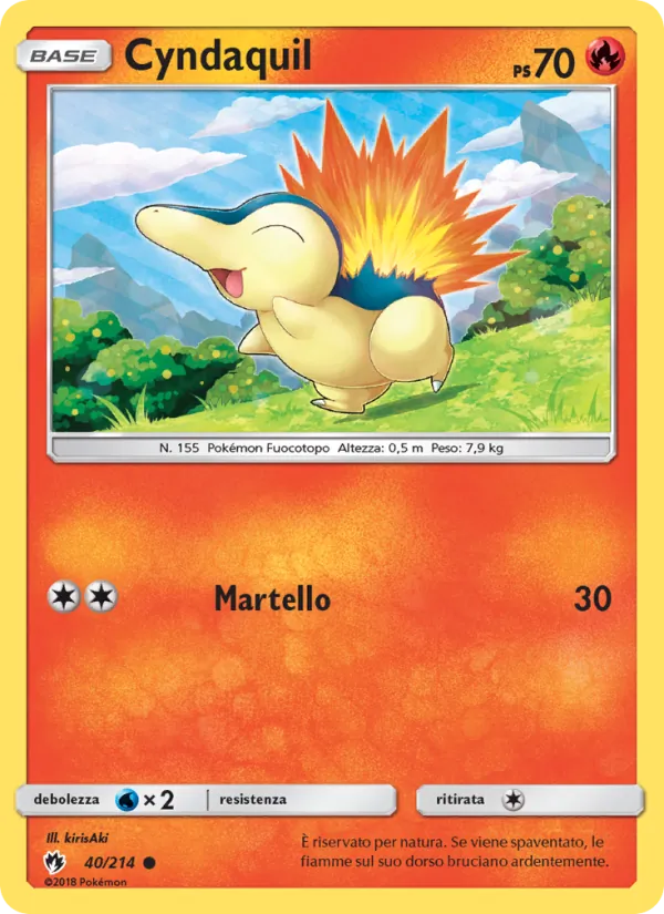 Carta Cyndaquil dell'espansione Tuoni Perduti, numero 40/214
