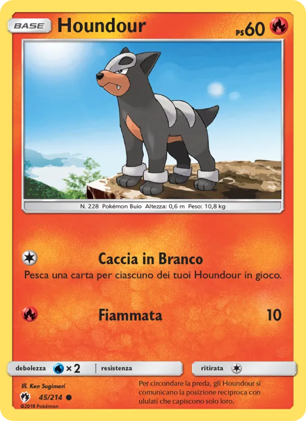 Carta Houndour dell'espansione Tuoni Perduti, numero 45/214