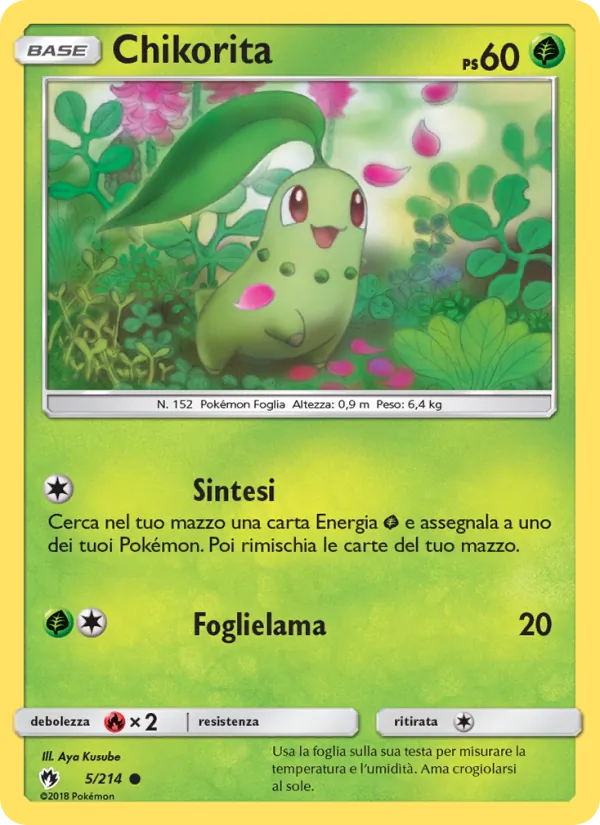 Carta Chikorita dell'espansione Tuoni Perduti, numero 5/214