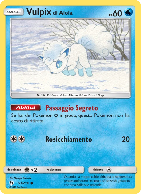Carta Vulpix di Alola dell'espansione Tuoni Perduti, numero 53/214
