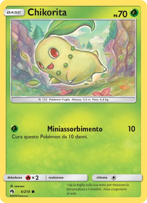 Carta Chikorita dell'espansione Tuoni Perduti, numero 6/214