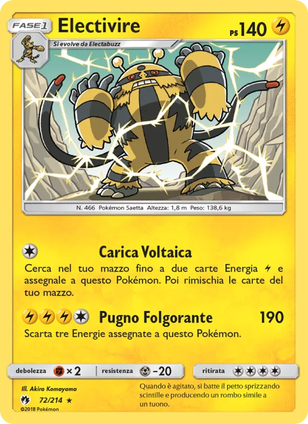 Carta Electivire dell'espansione Tuoni Perduti, numero 72/214