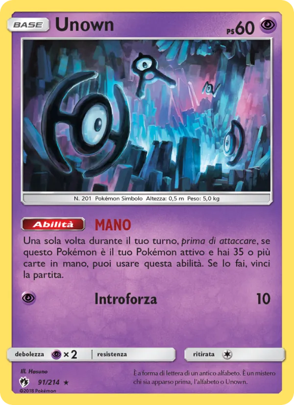 Carta Unown dell'espansione Tuoni Perduti, numero 91/214