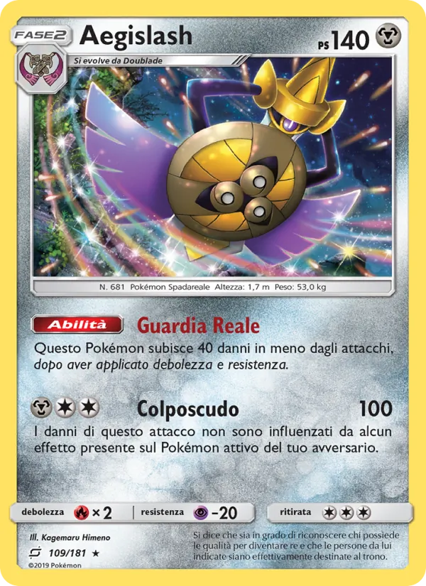 Carta Aegislash dell'espansione Gioco di Squadra, numero 109/181
