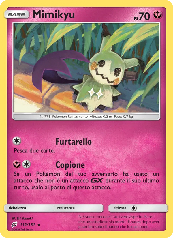 Carta Mimikyu dell'espansione Gioco di Squadra, numero 112/181