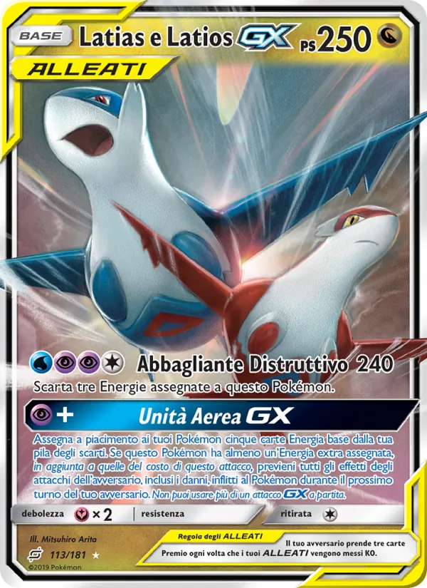 Carta Latias e Latios GX dell'espansione Gioco di Squadra, numero 113/181