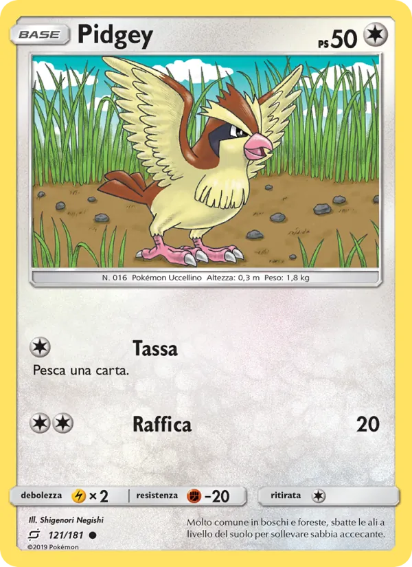 Carta Pidgey dell'espansione Gioco di Squadra, numero 121/181