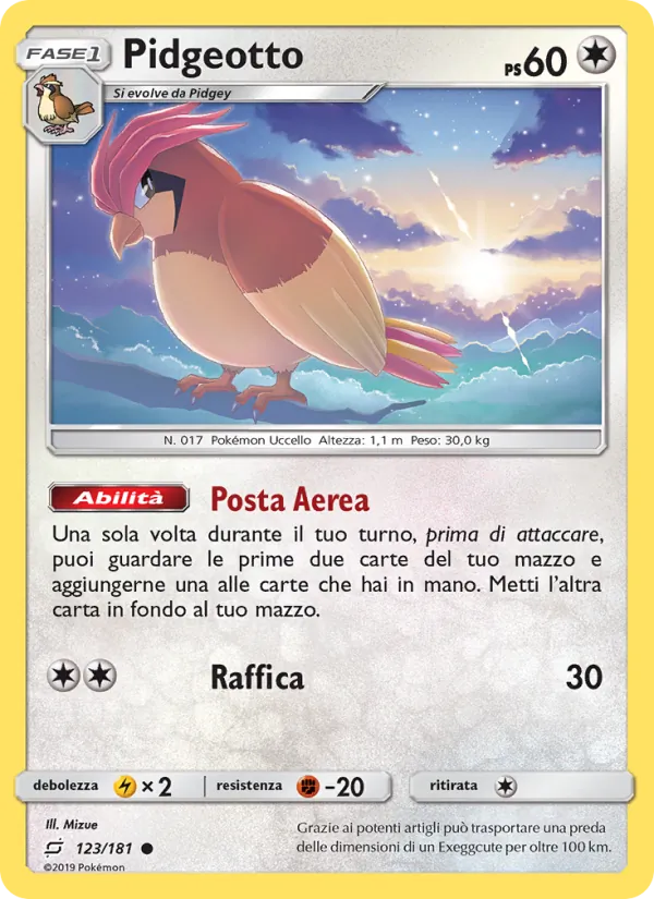 Carta Pidgeotto dell'espansione Gioco di Squadra, numero 123/181