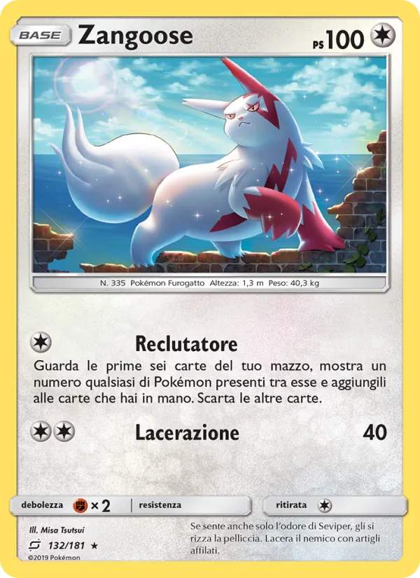 Carta Zangoose dell'espansione Gioco di Squadra, numero 132/181