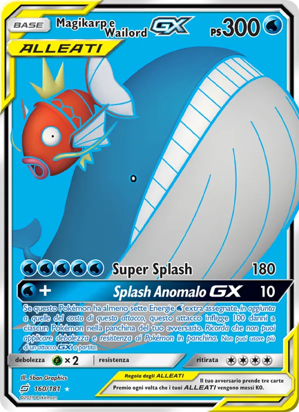 Carta Magikarp e Wailord GX dell'espansione Gioco di Squadra, numero 160/181