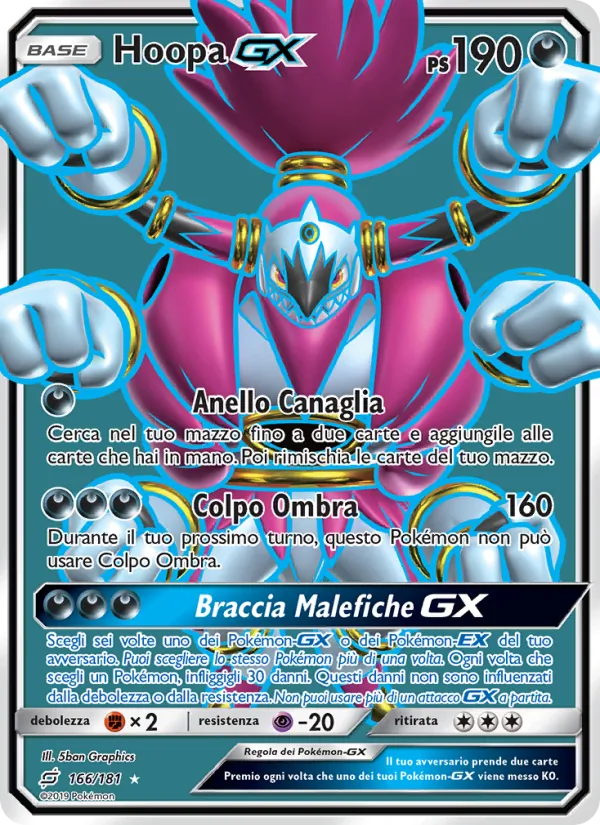 Carta Hoopa GX dell'espansione Gioco di Squadra, numero 166/181