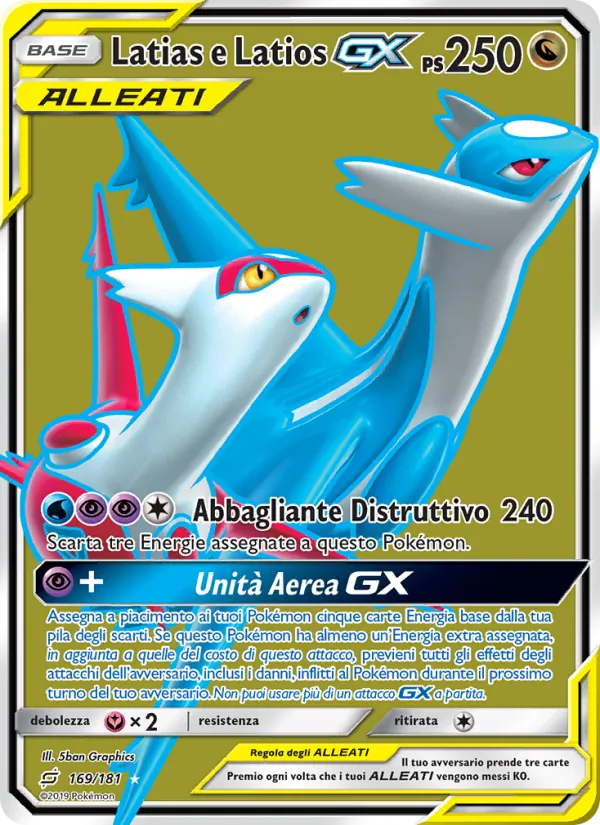 Carta Latias e Latios GX dell'espansione Gioco di Squadra, numero 169/181
