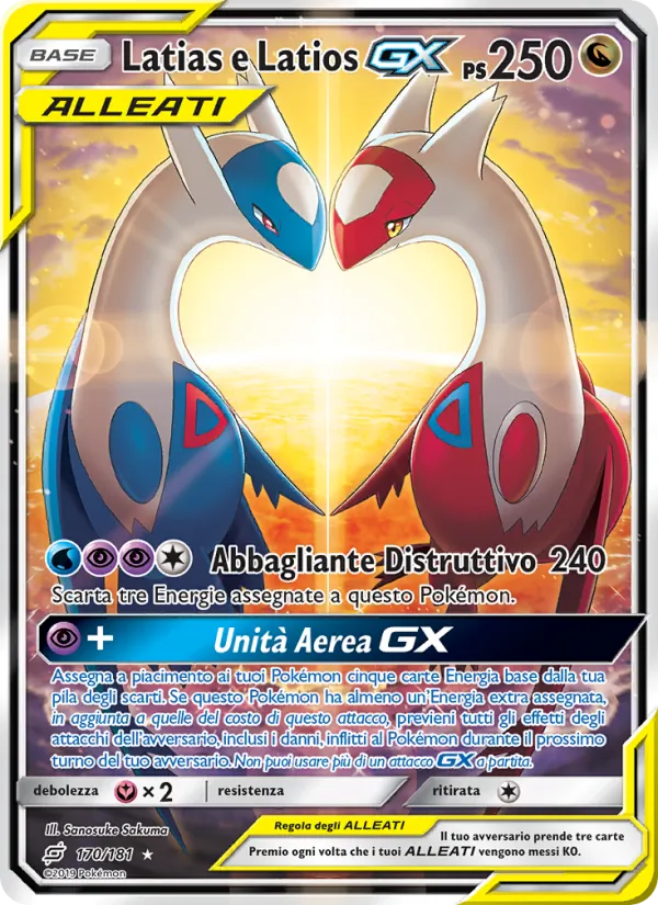 Carta Latias e Latios GX dell'espansione Gioco di Squadra, numero 170/181