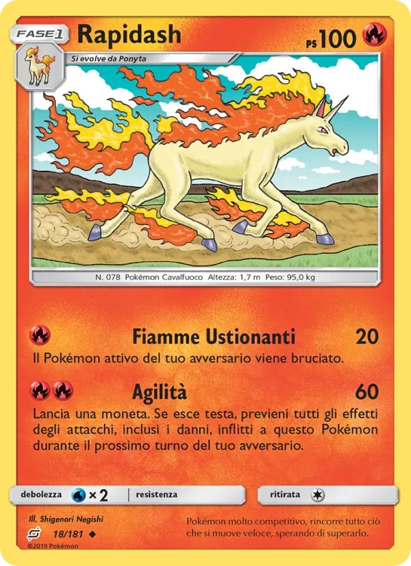 Carta Rapidash dell'espansione Gioco di Squadra, numero 18/181
