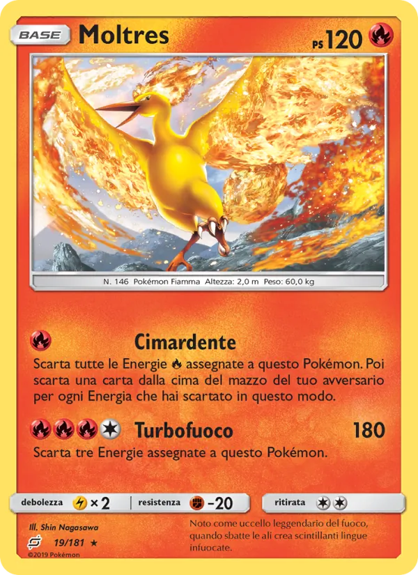 Carta Moltres dell'espansione Gioco di Squadra, numero 19/181