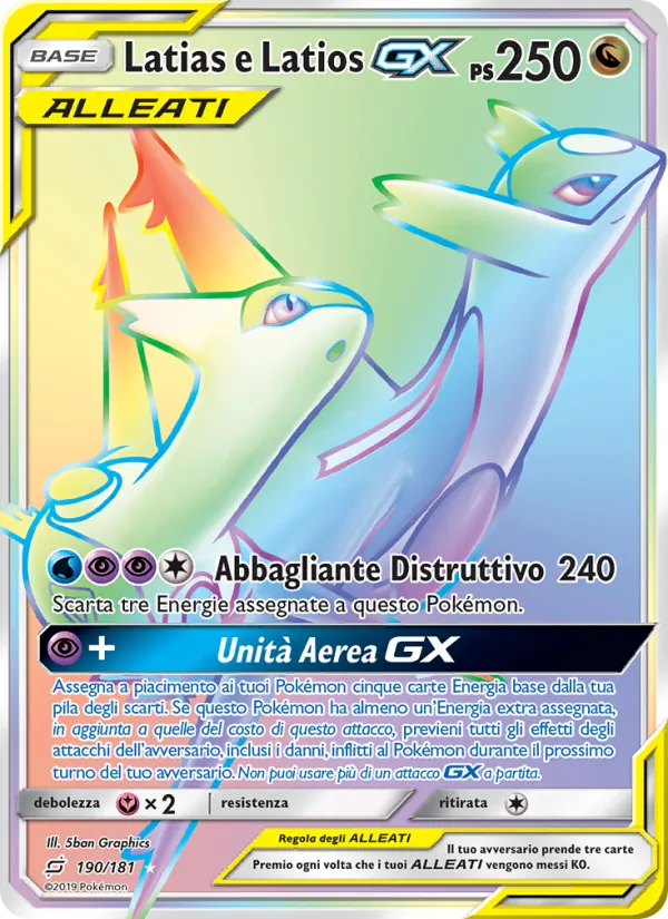 Carta Latias e Latios GX dell'espansione Gioco di Squadra, numero 190/181