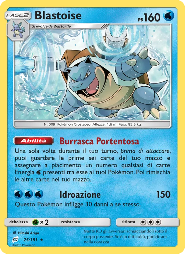 Carta Blastoise dell'espansione Gioco di Squadra, numero 25/181