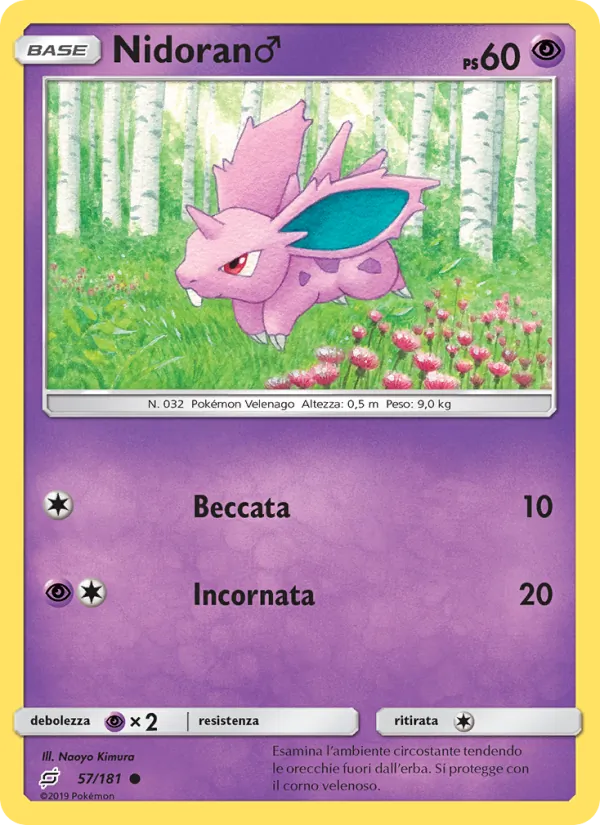 Carta Nidoran♂ dell'espansione Gioco di Squadra, numero 57/181
