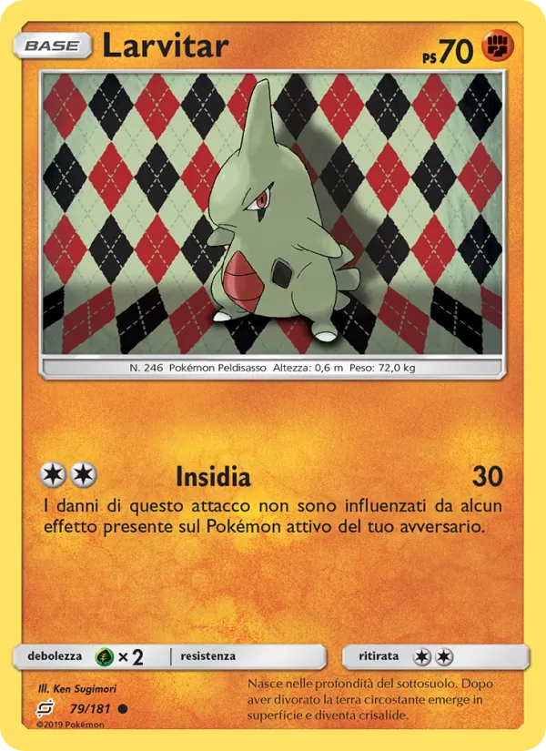 Carta Larvitar dell'espansione Gioco di Squadra, numero 79/181