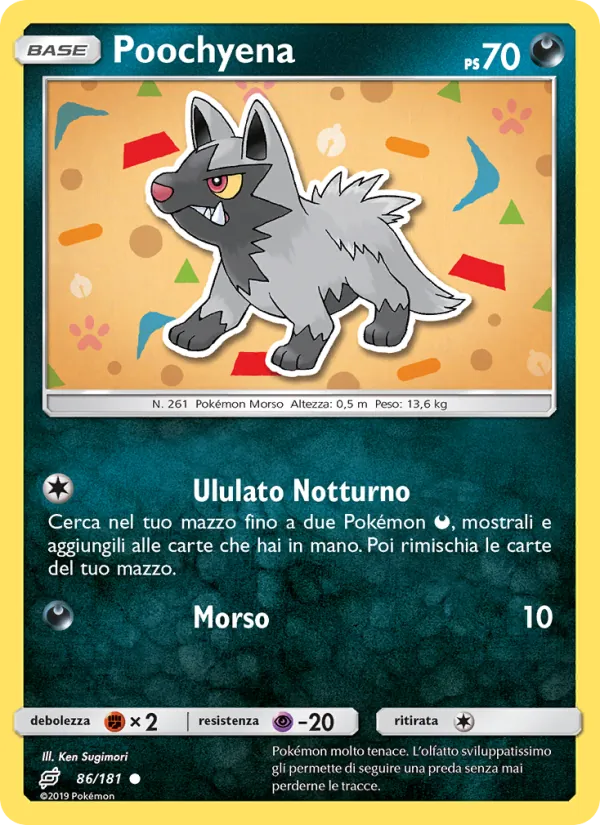 Carta Poochyena dell'espansione Gioco di Squadra, numero 86/181