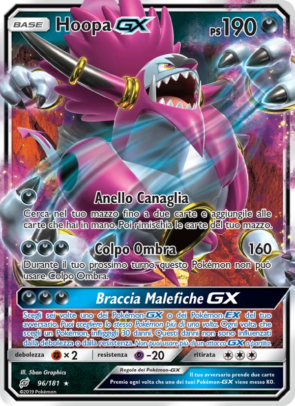 Carta Hoopa GX dell'espansione Gioco di Squadra, numero 96/181
