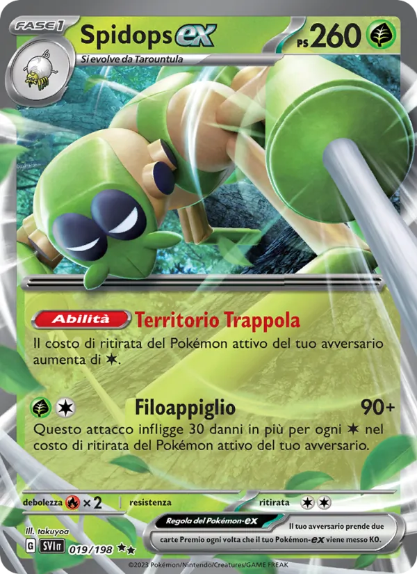 Carta Spidops-ex dell'espansione Scarlatto e Violetto, numero 019/198