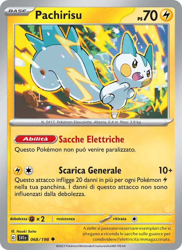 Carta Pachirisu dell'espansione Scarlatto e Violetto, numero 068/198
