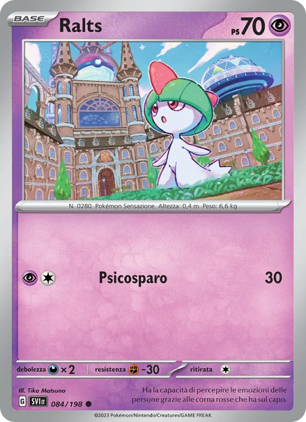 Carta Ralts dell'espansione Scarlatto e Violetto, numero 084/198