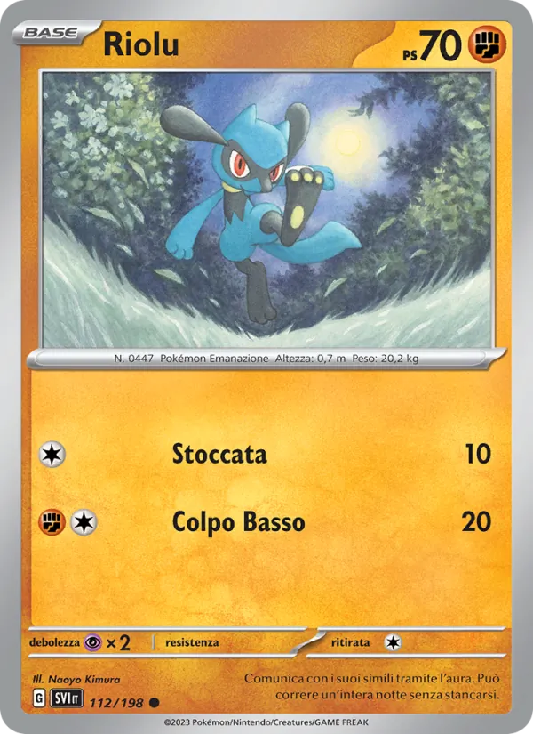 Carta Riolu dell'espansione Scarlatto e Violetto, numero 112/198