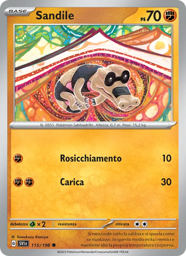 Carta Sandile dell'espansione Scarlatto e Violetto, numero 115/198