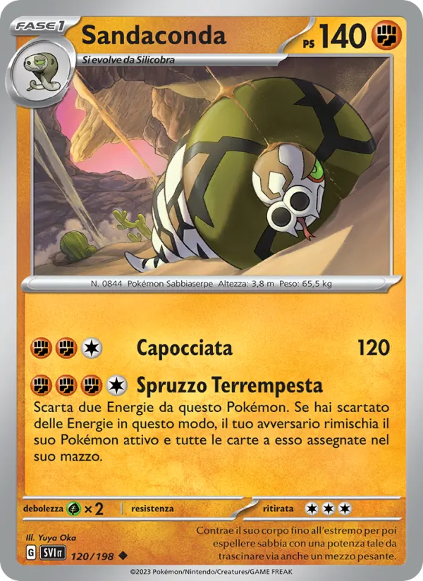 Carta Sandaconda dell'espansione Scarlatto e Violetto, numero 120/198