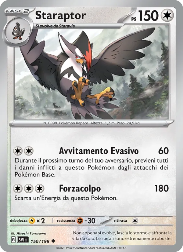 Carta Staraptor dell'espansione Scarlatto e Violetto, numero 150/198