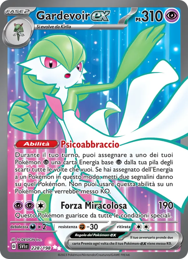 Carta Gardevoir-ex dell'espansione Scarlatto e Violetto, numero 228/198