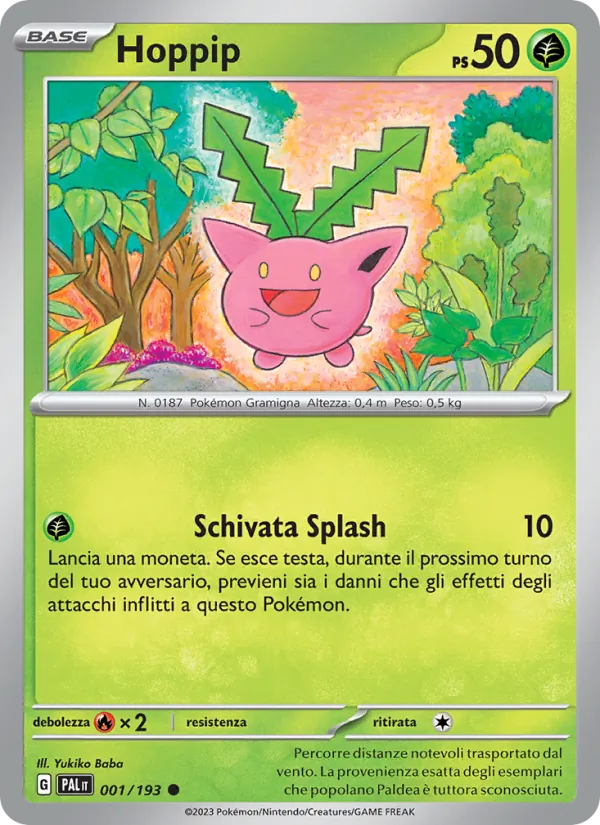 Carta Hoppip dell'espansione Evoluzioni a Paldea, numero 001/193