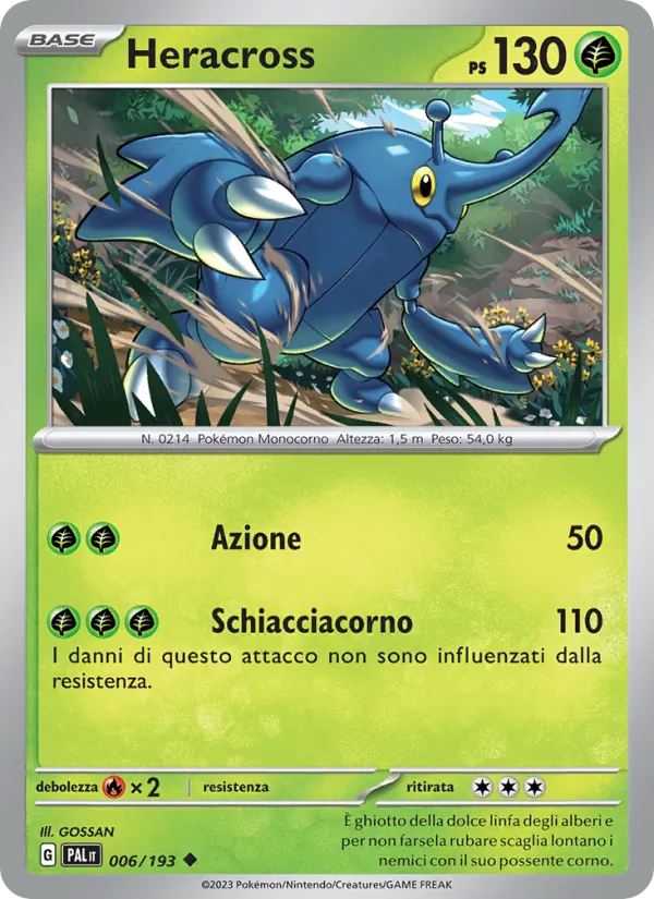Carta Heracross dell'espansione Evoluzioni a Paldea, numero 006/193