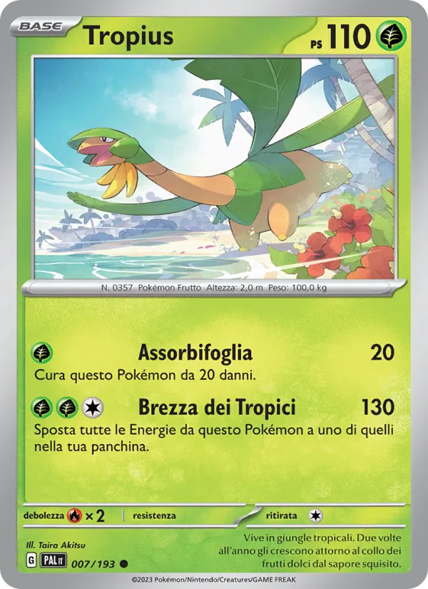 Carta Tropius dell'espansione Evoluzioni a Paldea, numero 007/193